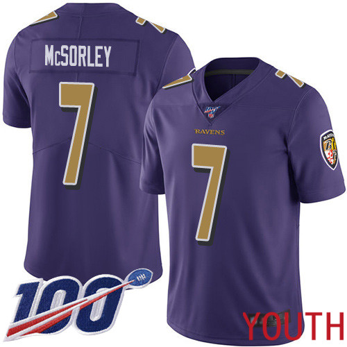 Baltimore Ravens Limited Purple Youth Trace McSorley Jersey NFL Football #7 100th Season Rush Vapor Untouchable->youth nfl jersey->Youth Jersey